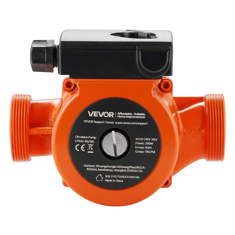 Valurautainen kiertovesipumppu 220–240 V 260 W 110 l/min kierreliitäntä lämmitysjärjestelmiin