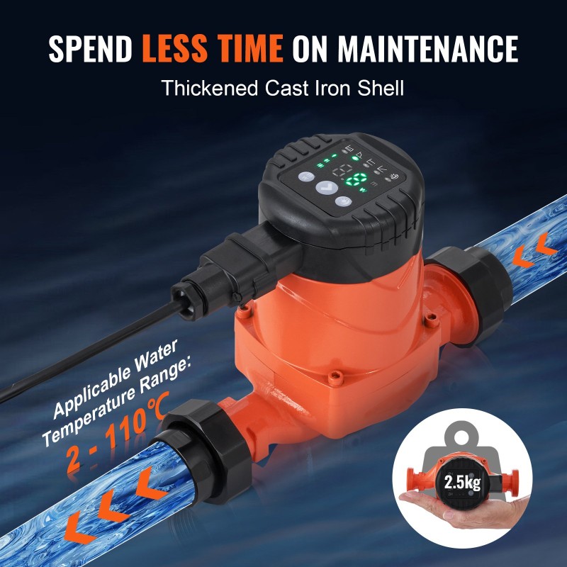 Kiertovesipumppu kuuman veden kierrätykseen valurunkoinen 38 mm kierteinen 50 l/min