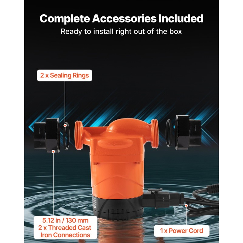 Kiertovesipumppu valurautarunko 42 l/min 4 m nostokorkeus kierreliitäntä takaiskuventtiili hiljainen