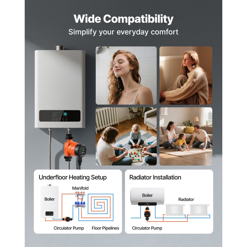 Kiertovesipumppu valurautarunko 42 l/min 4 m nostokorkeus kierreliitäntä takaiskuventtiili hiljainen