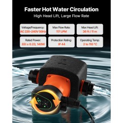 Kiertovesipumppu valurunkoinen 117 l/min 11 m kierteellinen liitäntä takaiskuventtiili