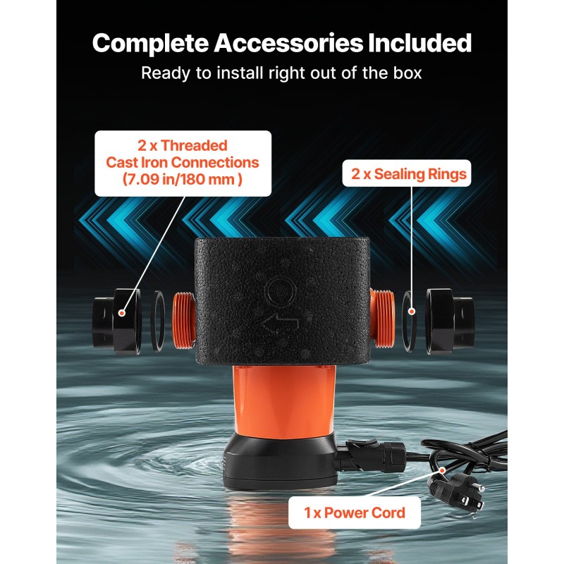 Kiertovesipumppu valurunkoinen 117 l/min 11 m kierteellinen liitäntä takaiskuventtiili