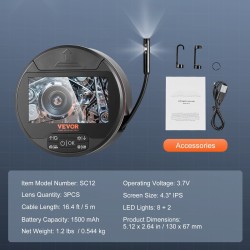 Endoskooppikamera kolmilinsinen 8mm IP67 kamerapää 5m kaapeli 4,3 tuuman IPS-näyttö