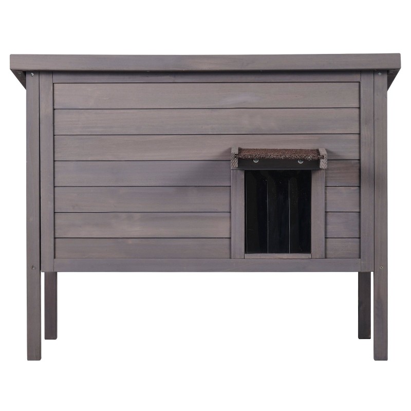 Ulkokissatalo setripuu 870×535×690 mm vaahtoeristetty PVC-oviverhot avattava katto usealle eläimelle