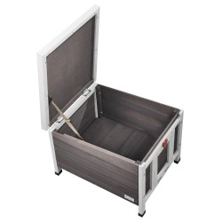 Ulkokissatalo setripuu säänkestävä muoviverhoilla avattavalla yläosalla 51x42x42 cm