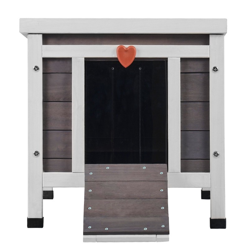 Ulkokissatalo setripuu säänkestävä muoviverhoilla avattavalla yläosalla 51x42x42 cm