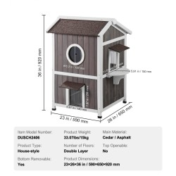 Ulkokissatalo puinen säänkestävä kaksikerroksinen tilava 590×650×920 mm