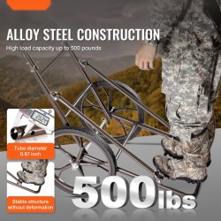 Taittuva riistakärry teräsrunko 227 kg kantavuus 420 mm kumirenkaat ergonominen kahva