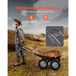 Taittuva metsästyskärry alumiiniseos ja sinkitty teräsrunko 227 kg kantavuus nelirenkaat