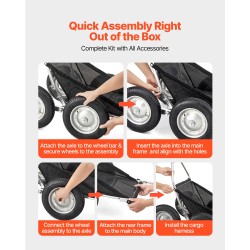 Taittuva metsästyskärry alumiiniseos ja sinkitty teräsrunko 227 kg kantavuus nelirenkaat