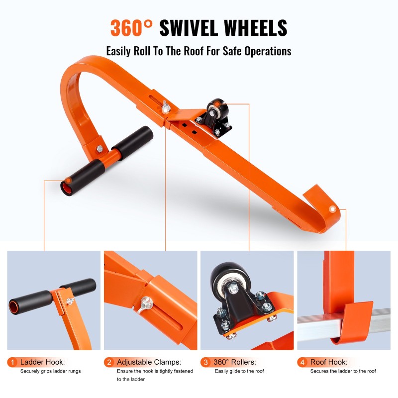 Kattokoukut hiiliterästä 2 kpl 226,8 kg kantavuus kumipäällysteinen T-tanko pyörällä