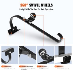 Kattokoukku hiiliteräksinen 2 kpl suurin kantavuus 272,2 kg 360 asteen kääntyvä pyörä