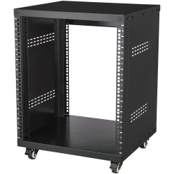 12U hiiliteräs AV-räkki 226,8 kg kantavuus 510x460x700 mm lukittavat pyörät