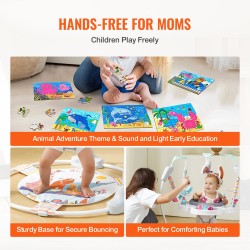 Aktiviteettikeskus vauvoille 360 asteen kääntyvä istuin kolmitasoinen korkeus musiikki valot lelut