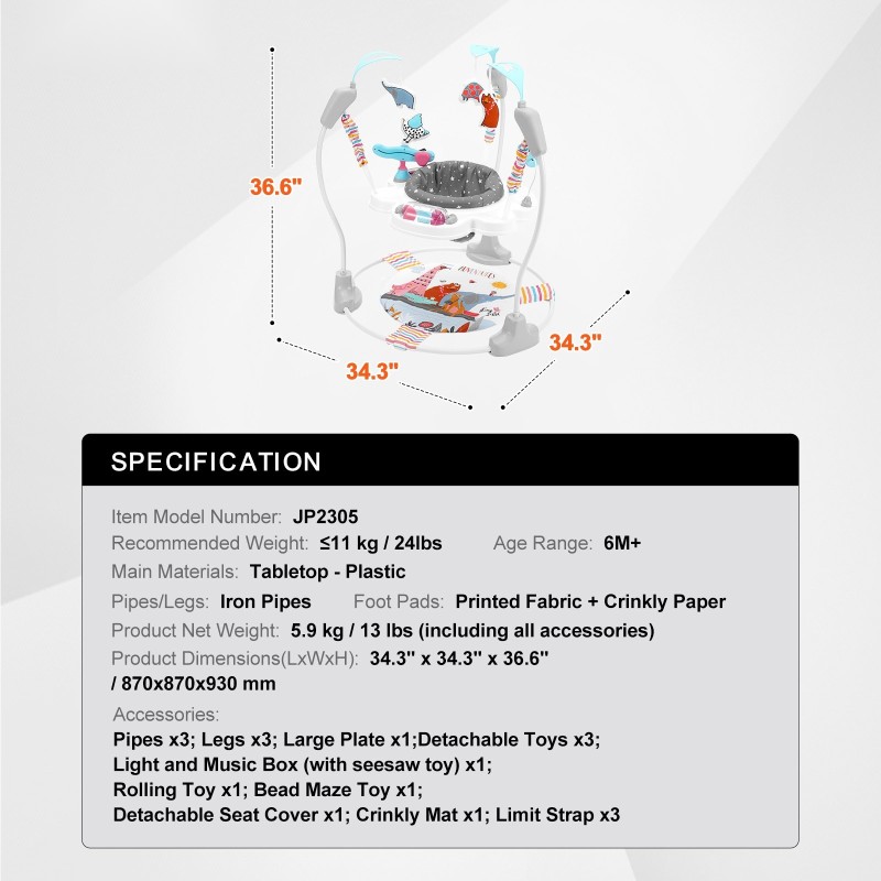 Aktiviteettikeskus vauvoille 360 asteen kääntyvä istuin kolmitasoinen korkeus musiikki valot lelut