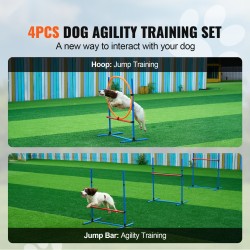 Koiran agilityharjoittelusetti muoviset säädettävät hypyt rengashyppy säilytyspussilla sisä- ja ulkokäyttöön