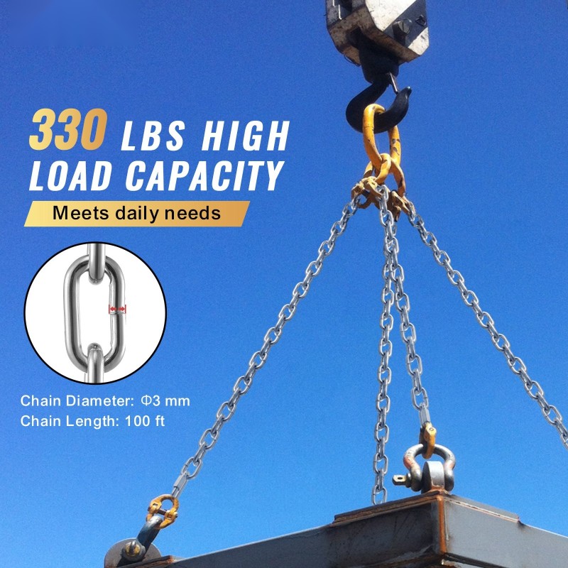 Kelaketju galvanoitu hiiliteräs 3 mm 30 m 149 kg kaksi pikasalpaa