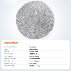 Kelaketju galvanoitu hiiliteräs 3 mm 30 m 149 kg kaksi pikasalpaa