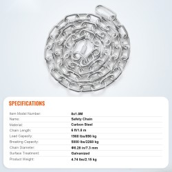 Coil-ketju sinkitty hiiliteräs 1,8 m 7,3 mm 898 kg kahdella pikalukolla