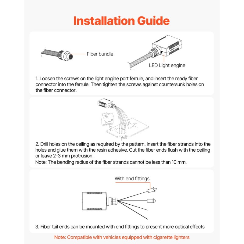 Kuituoptinen tähtitaivasvalosarja 150 kpl 1,98 m kuidut RGBW 16W Bluetooth-ohjaus
