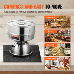 Sähköinen pöytäväriseula ruostumattomasta teräksestä seulakoot 10 ja 60 45 watin teho jauhoille