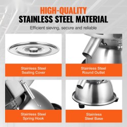 Sähkökäyttöinen värähtelevä seula ruostumattomasta teräksestä verkkokoot 12 ja 80 45 watin työtasomalli