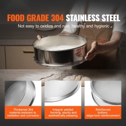 Jauhosiivilä ruostumatonta terästä kolmesataakaksikymmentä millimetriä neljäkymmentä silmäystä leivontaan