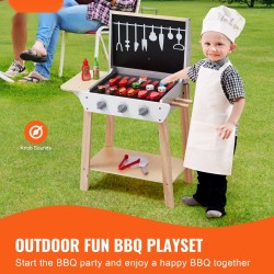 Puinen pystymallinen leikkigrilli mäntypuuta 21 osaa 3–8-vuotiaille