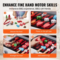 Puinen pystymallinen leikkigrilli mäntypuuta 21 osaa 3–8-vuotiaille