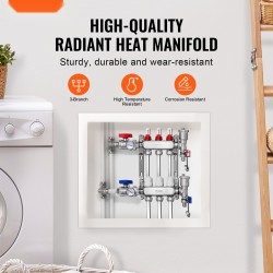 Jakotukki 3-haarainen SUS304-ruostumaton teräs 1/2 tuuman PEX-putkille ja sovittimet lattialämmitykseen