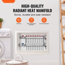 10-haarainen lattialämmityksen jakotukki 1,27 cm PEX-putkille SUS304 ruostumaton teräs