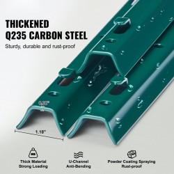 Hiiliteräksinen aitatolppa 91 cm 2 mm 10 kpl vihreä puutarhaan