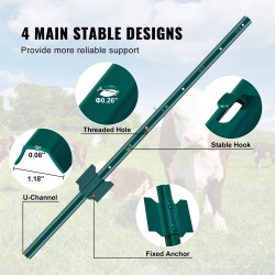 Hiiliteräksinen aitatolppa 91 cm 2 mm 10 kpl vihreä puutarhaan