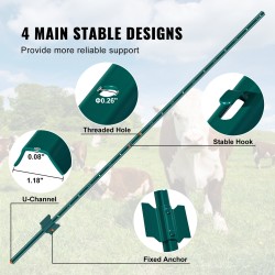 Metalliset aitatolpat Q235-hiiliterästä 2 mm 182,9 cm 10 kpl vihreä