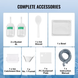 Lumihiutalejäälaite ruostumaton teräs 260 kg 24 tunnissa ilmajäähdytys kaksi 4 L koria