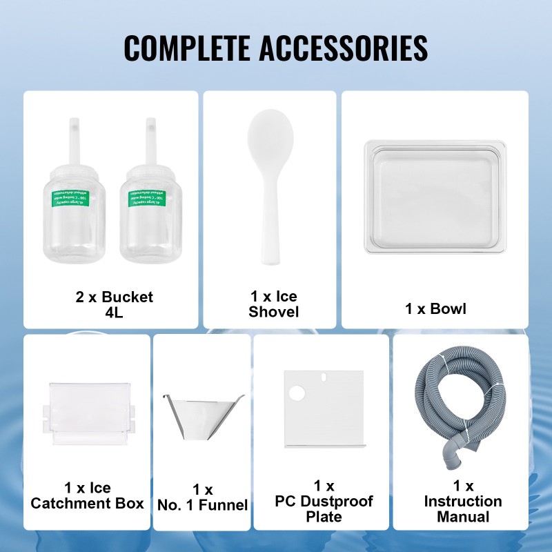 Lumihiutalejäälaite ruostumaton teräs 260 kg 24 tunnissa ilmajäähdytys kaksi 4 L koria