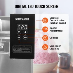 Lumijääkone nestekylmä 175 kg/24h 800 W kaksi 4 L säiliötä ruostumaton teräs