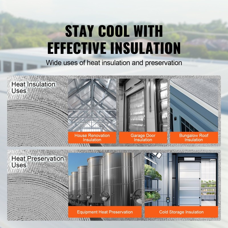 Lämpöeristerulla kaksipuolinen alumiinifolio EPE vaahto 3,2 mm 605 mm 15,24 m