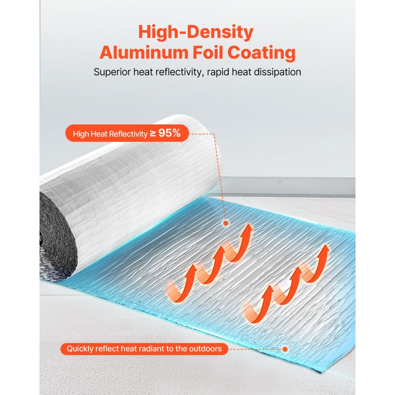 Heijastava eristerulla 6 mm alumiinikalvo valkoinen PE-kalvo 1,22x30,48 m