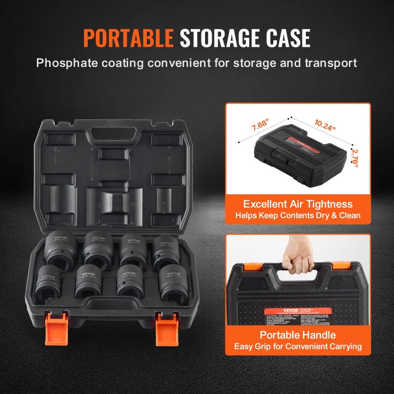 Isku- ja vääntöhylsysarja CR-MO-teräs 3/4 tuuman 8-osainen 24–38 mm säilytyslaatikolla