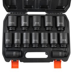 Syväiskuhylsysarja 12 7 mm kanta 14 osainen metrinen 6 ja 12 kulmainen CR V teräs säilytyslaukulla akselimuttereille