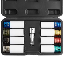 Mutteri iskuhylsysarja 12 7 mm veto Cr Mo teräs 8 osainen 6 kulmainen syvät hylsyt säilytyskotelolla