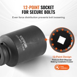 Iskuhylsysarja CR-MO-teräs 8-osainen 29–39 mm 12,7 mm vetokoko ajoneuvoille