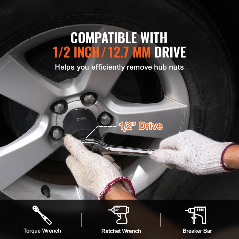 Akselimutterihylsysarja 12,7 mm käyttöliitäntä 6-osainen Cr-Mo-teräs autoihin säilytyslaukulla