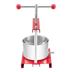 Käsikäyttöinen 3 l hedelmä ja viinipuristin 2 ruostumatonta tynnyriä T kahvalla työtasolle