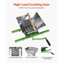 Hedelmä- ja omenamurskain ruostumatonta terästä 7 l käsikäyttöinen viiniin ja siideriin