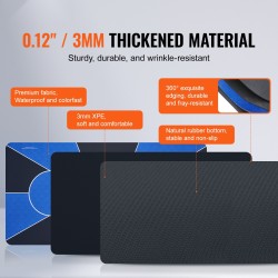 Pokerialusta luonnonkumipohjalla ja kangaspinnalla 1800 x 900 mm 6–8 pelaajalle sininen kantolaukku