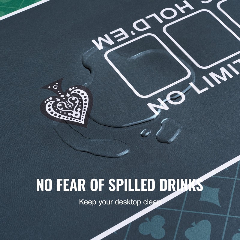 Pokerimatto 180x90 cm vihreä luonnonkumipohjainen kangaspinta 6–8 pelaajalle taitettava kantolaukulla