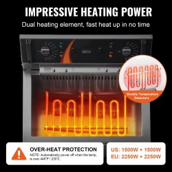 Sähköinen työtasomallinen syvärasvakeitin ruostumatonta terästä 20 litran öljytilavuudella 3000 wattia