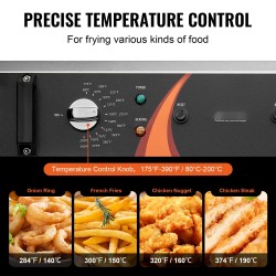 Sähköinen työtasomallinen syvärasvakeitin ruostumatonta terästä 20 litran öljytilavuudella 3000 wattia